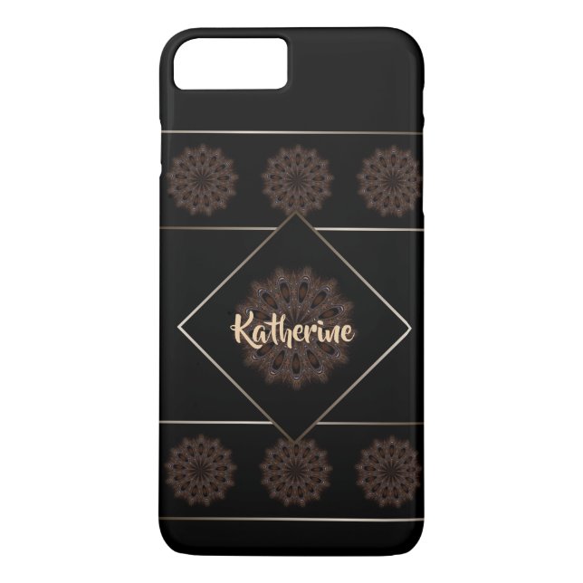 Jordnära Brun Rustik Mandala Monogram Case-Mate iPhone Skal (Baksida)