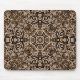 Jordnära Brun Virvel Mandala med Trästruktur Effek Musmatta