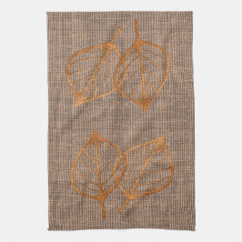 Jordnära Färger Copper Löv Canvas Köksduk Kökshandduk