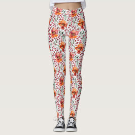 Jordnära färger, höstblommor leggings