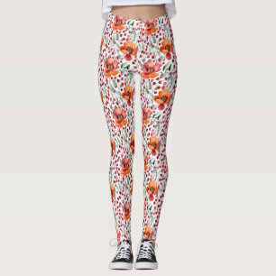 Jordnära färger, höstblommor leggings