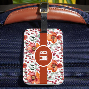 Jordnära färger, höstblommor monogram bagagebricka