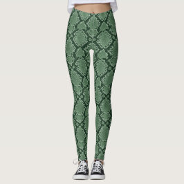 Jordnära grön ormmönstrad djurmönstrad legging