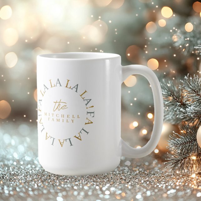 Jordnära Grönt Guld Jul Fa La La ID1009 Kaffemugg (Skapare uppladdad)