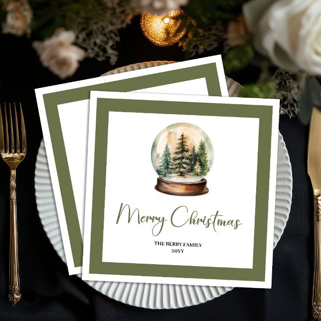 Jordnära julgransboll Minimalt skript Namn Servett (Earthy Christmas Ball Minimal Script Name Napkins)