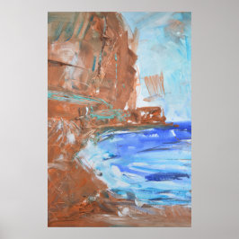 Jordnära kustklippa expressionist poster