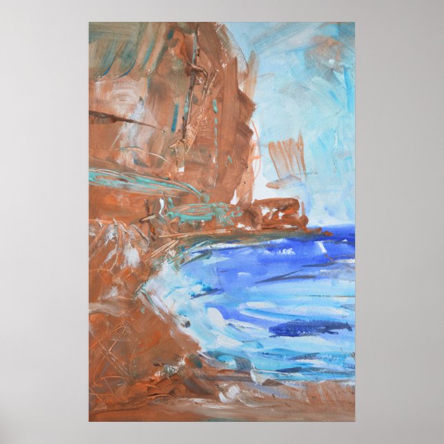 Jordnära kustklippa expressionist poster (Framsidan)