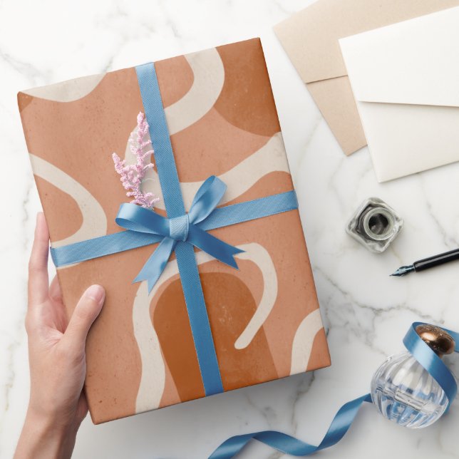 Jordnära lera brun naturlig flödesabstrakt mönster presentpapper (Gifting)