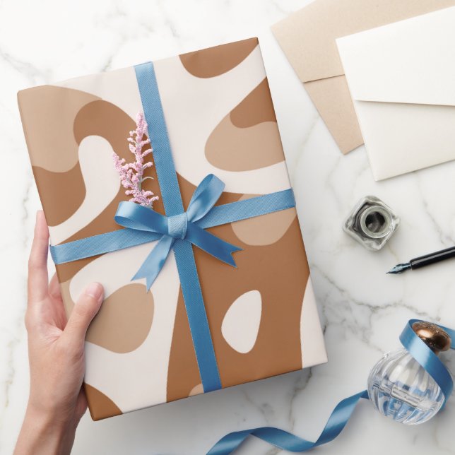 Jordnära lera brun naturlig flödesabstrakt mönster presentpapper (Gifting)