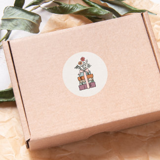 Jordnära Minimal Boho Vild Blomma Bok Tematisk Runt Klistermärke