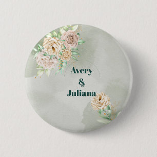 Jordnära Nyanser Blommor Boho Elegant Salvia Grön Knapp