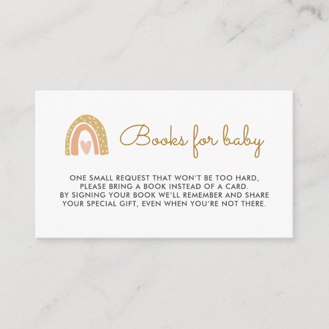 Jordnära regnbåge baby shower-böcker för bebis-ins tilläggskort (Framsida)