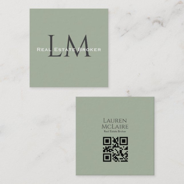 Jordnära Sälggrön Organisk Modern Minimalistisk QR (Fram/baksida)