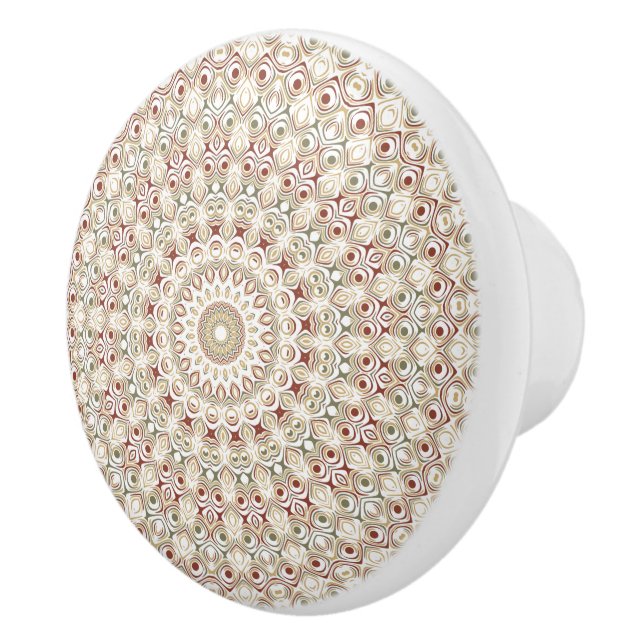Jordnära Taupe och Rost Mandala Mönster Knopp (Höger)