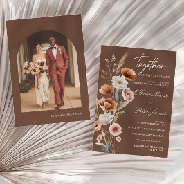 Jordnära Terrakotta Boho Akvarell Bröllop Inbjudningar