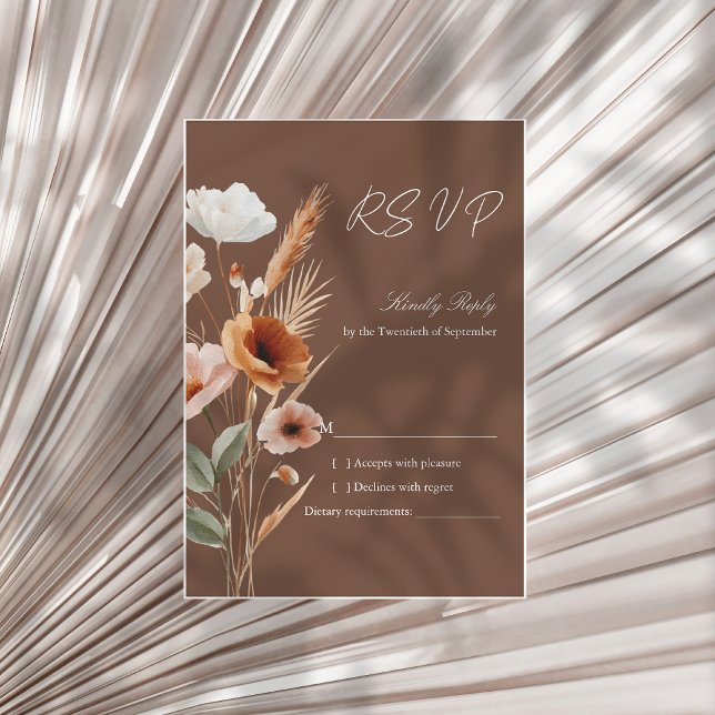 Jordnära Terrakotta Boho Vildblomma Bröllop RSVP-k OSA Kort (Skapare uppladdad)