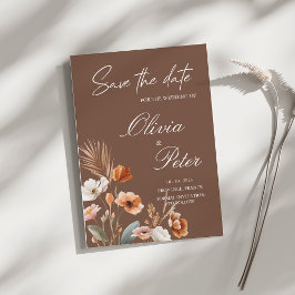 Jordnära Terrakotta Boho Vildblomma Spara Datum Inbjudningar