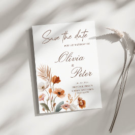 Jordnära Terrakotta Boho Vildblomma Spara Datum Inbjudningar
