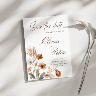 Jordnära Terrakotta Boho Vildblomma Spara Datum Inbjudningar