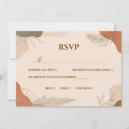 Jordnära Terrakotta och Salvia Grön Boho RSVP-kort Inbjudningar
