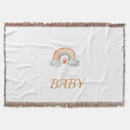 Jordnära Ton Vattenfärg Boho Regnbåge "Baby" Filt