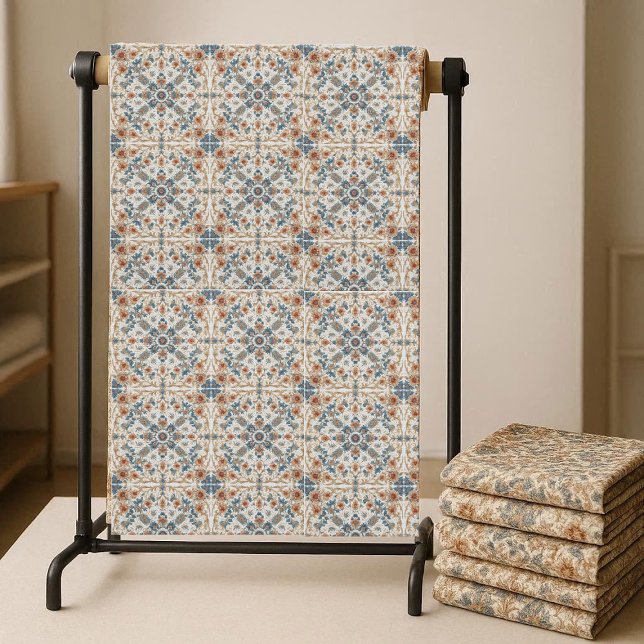 Jordnära toner Boho Blommönster Minimalistisk Chic Tyg (Earthy Tones Boho Floral Pattern Minimalistic Chic Fabric)