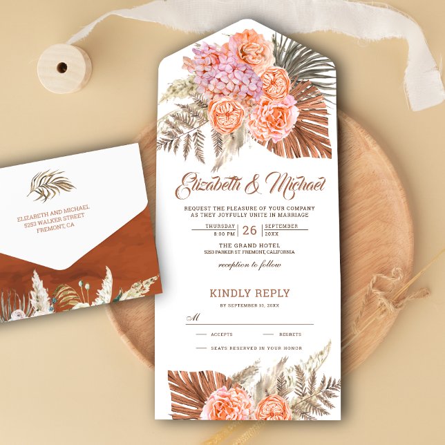 Jordnära toner Bränd Orange Blommig Boho Palm Bröl (Skapare uppladdad)
