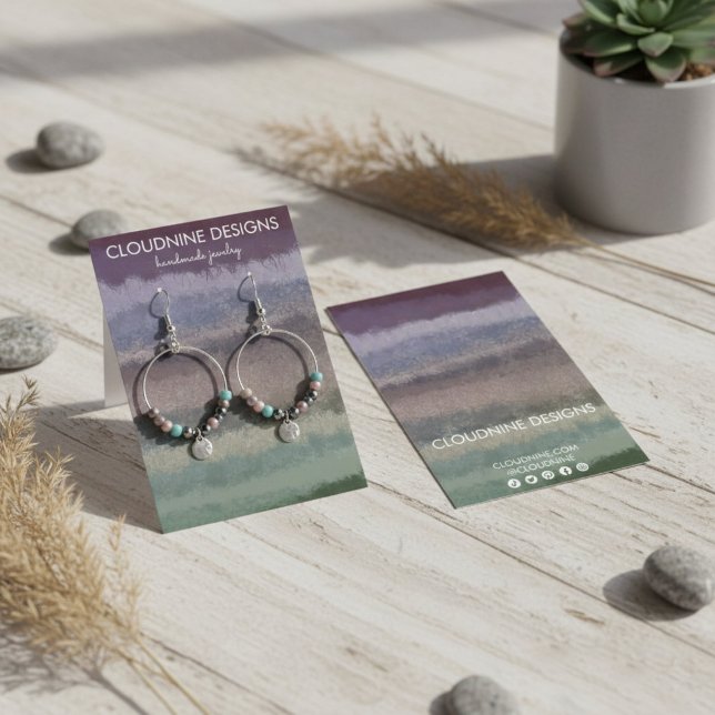 Jordnära vattenfärg örhänge smycken visningskort visitkort (Colorful Watercolor Earthy Earring Necklace Jewelry Display Card
)