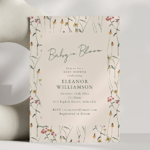 Jordnära Vildblomma Baby i Knopp Boho Höst Dusch Inbjudningar