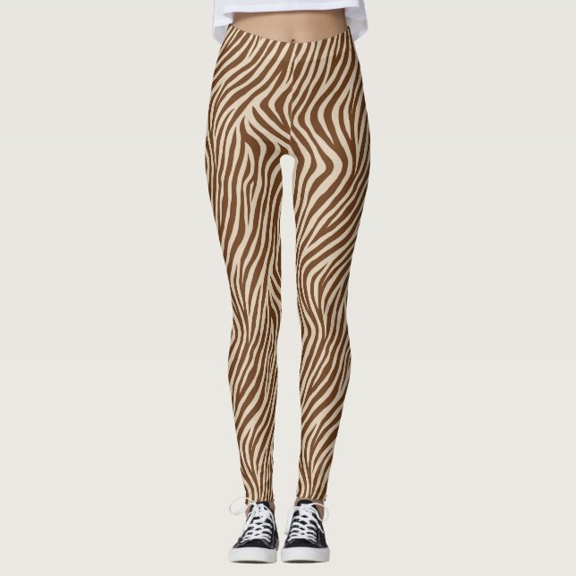 Jordnära Zebratryck Modeleggings Leggings (Framsida)
