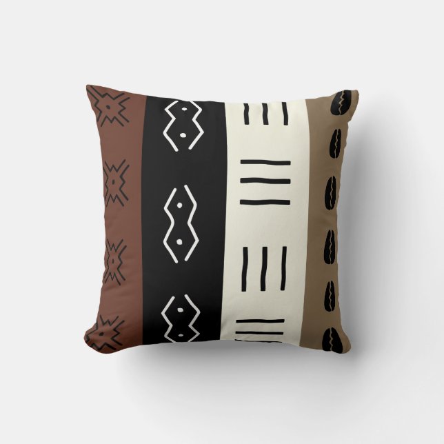 Jordnärat tonar det Mudprint randmönster Kudde (Framsida)