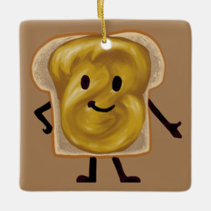 Jordnöt och gelé och sandwich julgransprydnad keramik