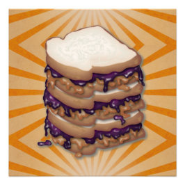 Jordnöt och gelégodis i sandwiches Vector Art Fototryck