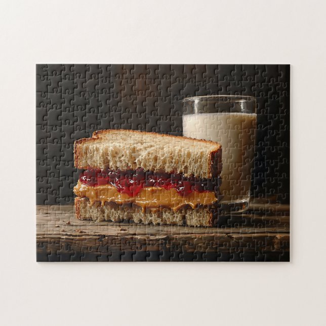 Jordnöt och Jelly Sandwich Mjölk Pussel (Horisontell)