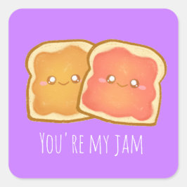 Jordnöt och jordgubbsgelégost fyrkantigt klistermärke