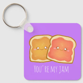 Jordnöt och jordgubbsgelégost nyckelring