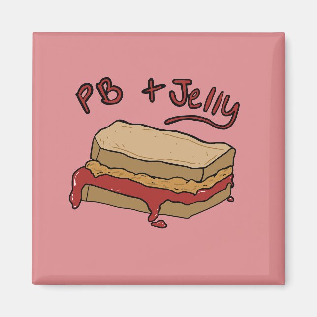 Jordnötssmör Jordgubbssyl Magnet Nostalgi Illustra (Framsidan)