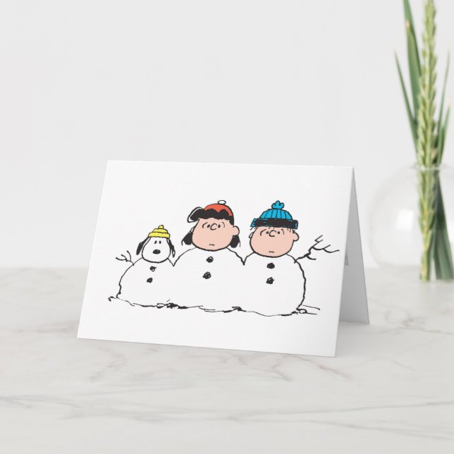 Jordnötter | 3 Person Snögubbe Helgkort (Framsida)