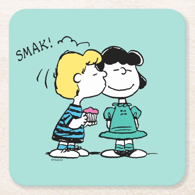 Jordnötter | Alla hjärtans dag | Lucy & Schroeder  Underlägg Papper Kvadrat (Framsidan)