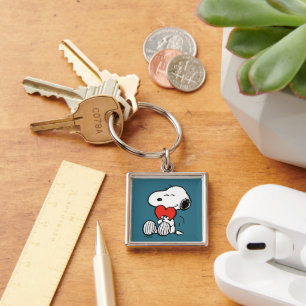 Jordnötter Alla hjärtans dag Snoopy Heart Hug Fyrkantig Silverfärgad Nyckelring