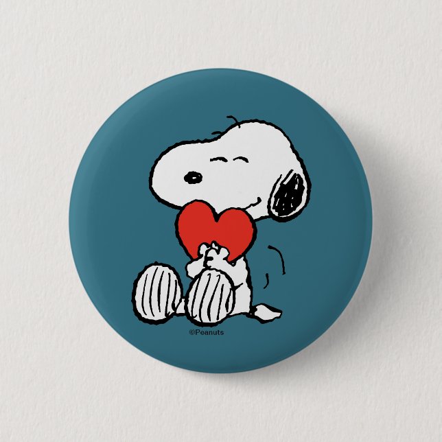Jordnötter | Alla hjärtans dag | Snoopy Heart Hug Knapp (Framsida)