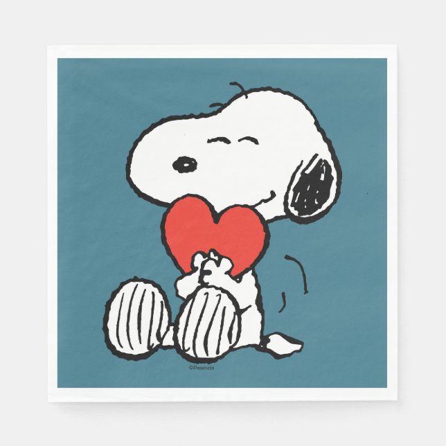 Jordnötter | Alla hjärtans dag | Snoopy Heart Hug Pappersservett (Framsidan)