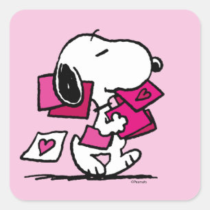 Jordnötter Alla hjärtans dag Snoopy med Valent Fyrkantigt Klistermärke