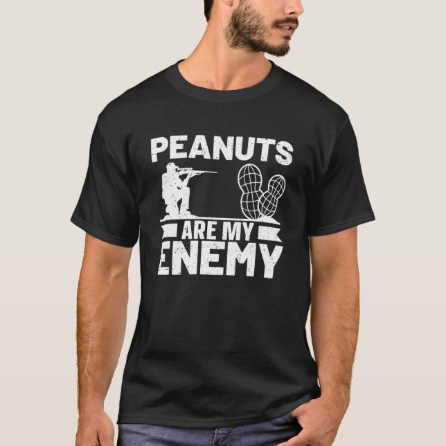 Jordnötter är min fiende Allergy Nöt och Peanut Co T Shirt (Framsida)