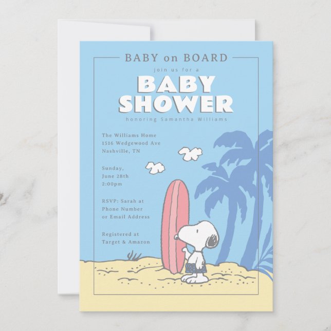 Jordnötter | Baby ombord på Snoopy Summer Baby Sho Inbjudningar (Framsida)