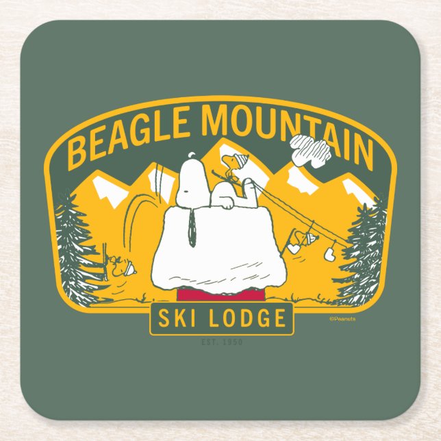 Jordnötter | Beagle Mountain Ski Lodge Underlägg Papper Kvadrat (Framsidan)
