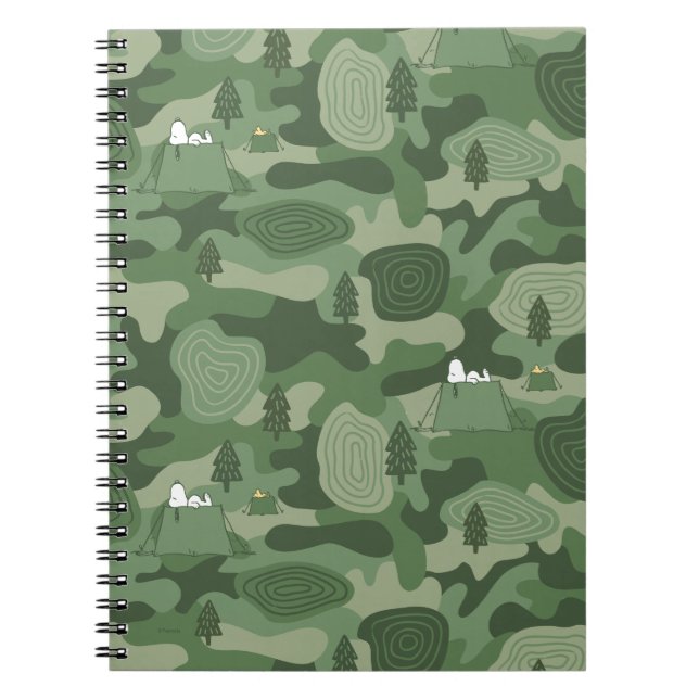 Jordnötter | Camouflage Camp & Snoopy & Woodstock Anteckningsbok (Framsidan)