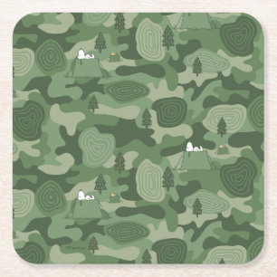 Jordnötter   Camouflage Camp & Snoopy & Woodstock Underlägg Papper Kvadrat