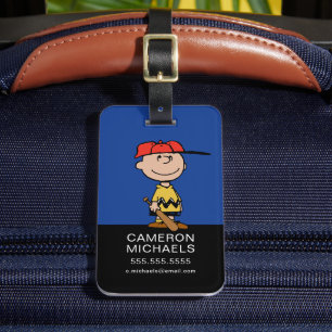 Jordnötter Charlie Brown Baseball Smile Bagagebricka