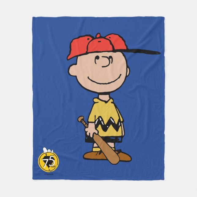 Jordnötter | Charlie Brown Baseball Smile Fleecefilt (Framsidan)